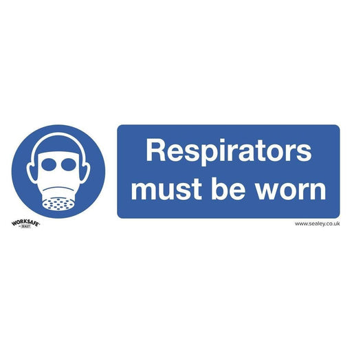 Sealey Mandatory Safety Sign Respirators Must Be Worn Self-Adhesive Vinyl Sealey  - Town Parts