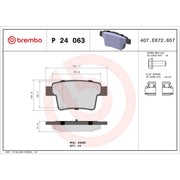 Brembo 4 x Rear Brake Pad Set P24063