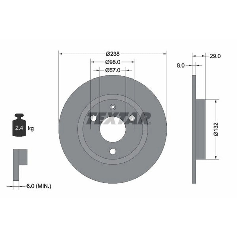 Textar 2 x Solid Front Brake Discs 92038500
