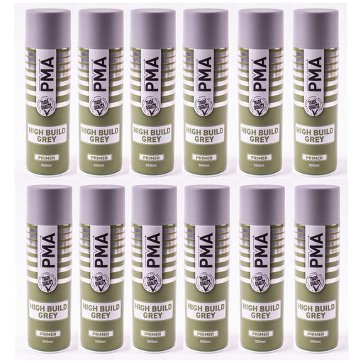 12x High Build Primer - 500ml Spray On Paint - Autotek Grey Aerosol High Coverage PMA  - Town Parts