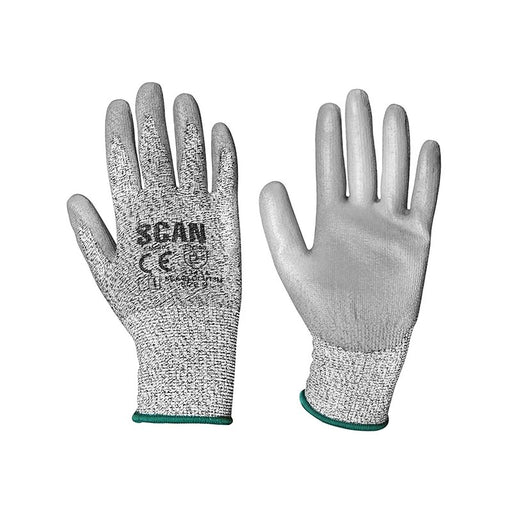 Scan Grey PU Coated Cut 3 Gloves - M (Size 8) - H3101-3