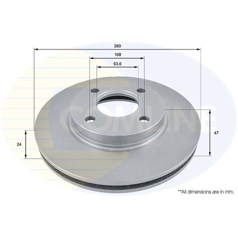 Comline 2 x Internally Vented Front Brake Discs ADC1202V
