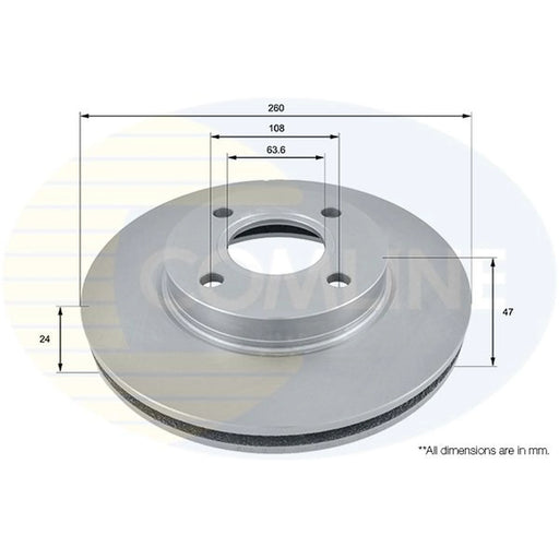 Comline 2 x Internally Vented Front Brake Discs ADC1202V