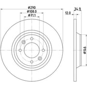 DON 2 x Solid Rear Brake Discs PCD14802