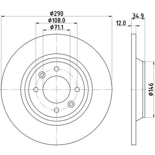 DON 2 x Solid Rear Brake Discs PCD14802
