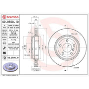 Brembo 2 x Internally Vented Rear Brake Discs 09.9590.11