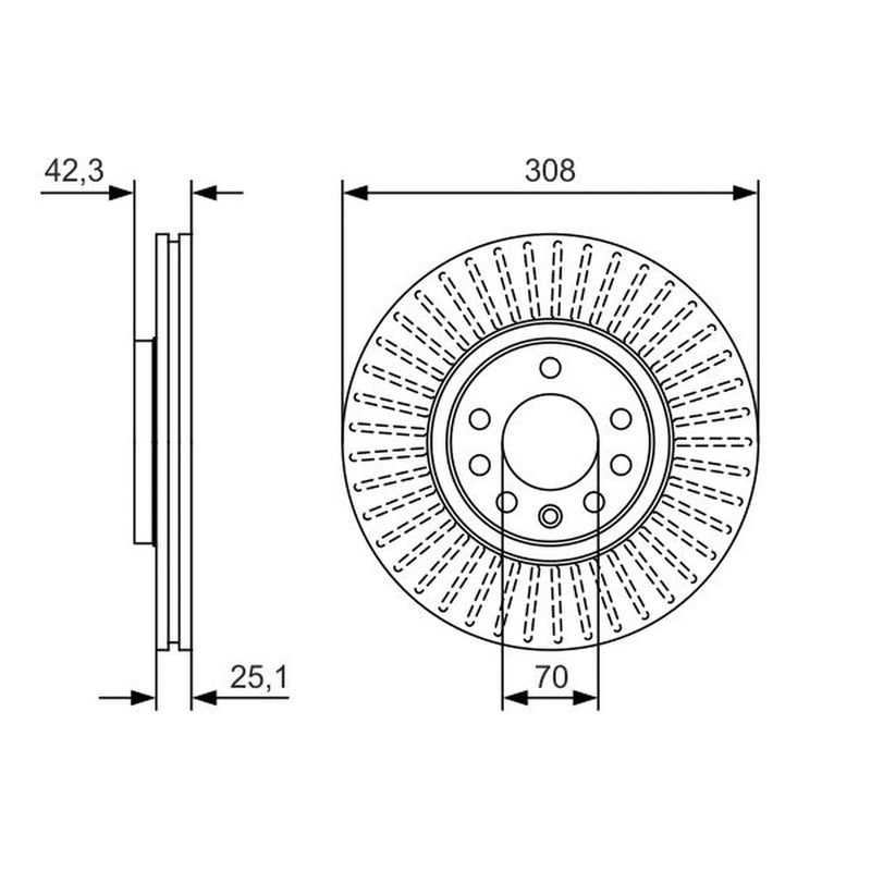 Bosch 2 x Vented Front Brake Discs 0 986 479 W59