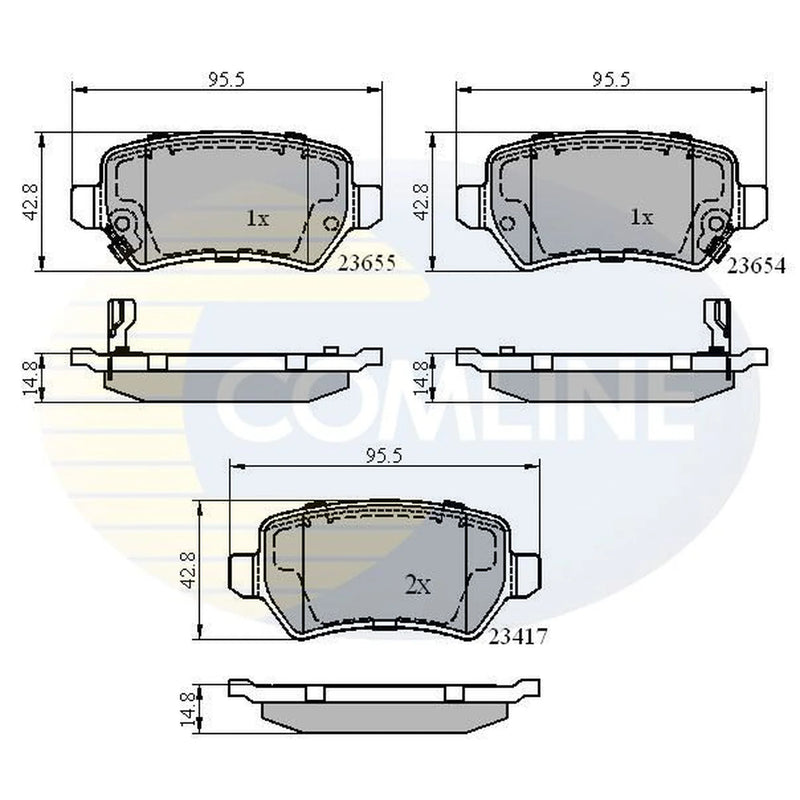 Comline 4 x Rear Brake Pad Set CBP31551