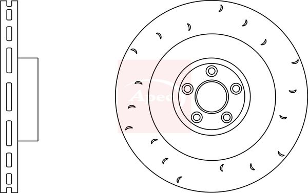 Apec 2 x Brake Disc Set Slotted/Internally Vented