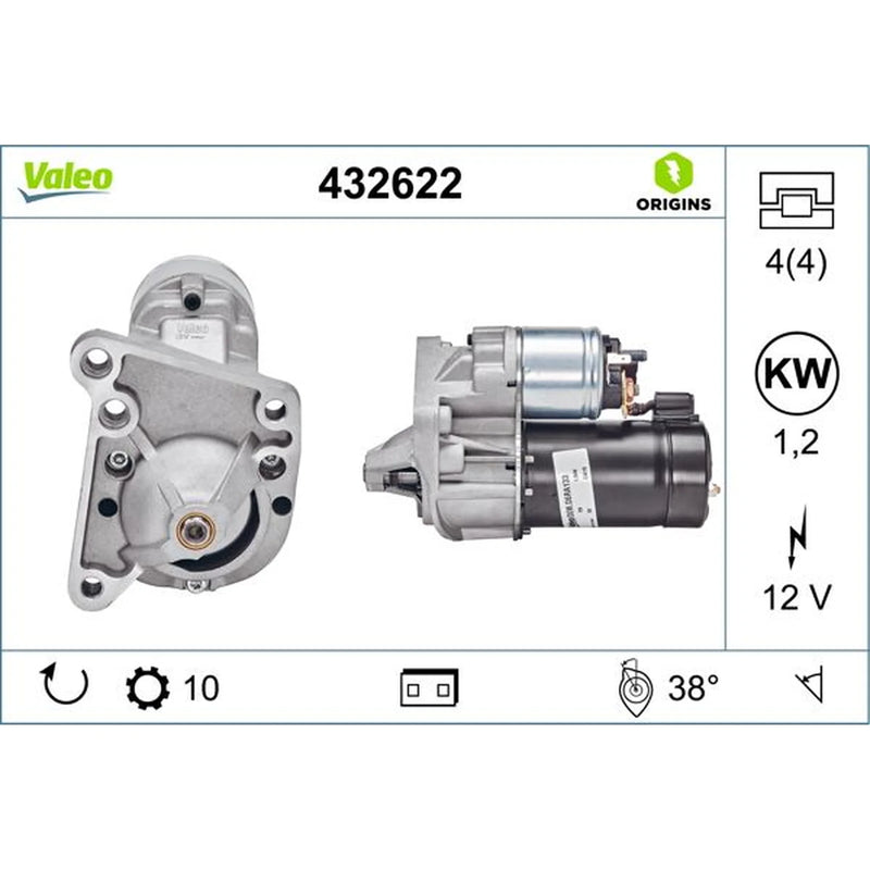 Valeo Starter Motor 12V 1.2kW Teeth 432622