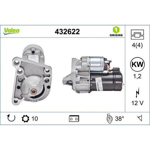 Valeo Starter Motor 12V 1.2kW Teeth 432622