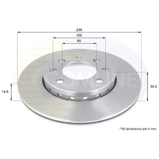 Comline 2 x Internally Vented Front Brake Discs ADC1454V