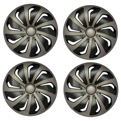 Black & Graphite 16" Set of 4 Car Wheel Trims Hub Caps Versaco  - Town Parts