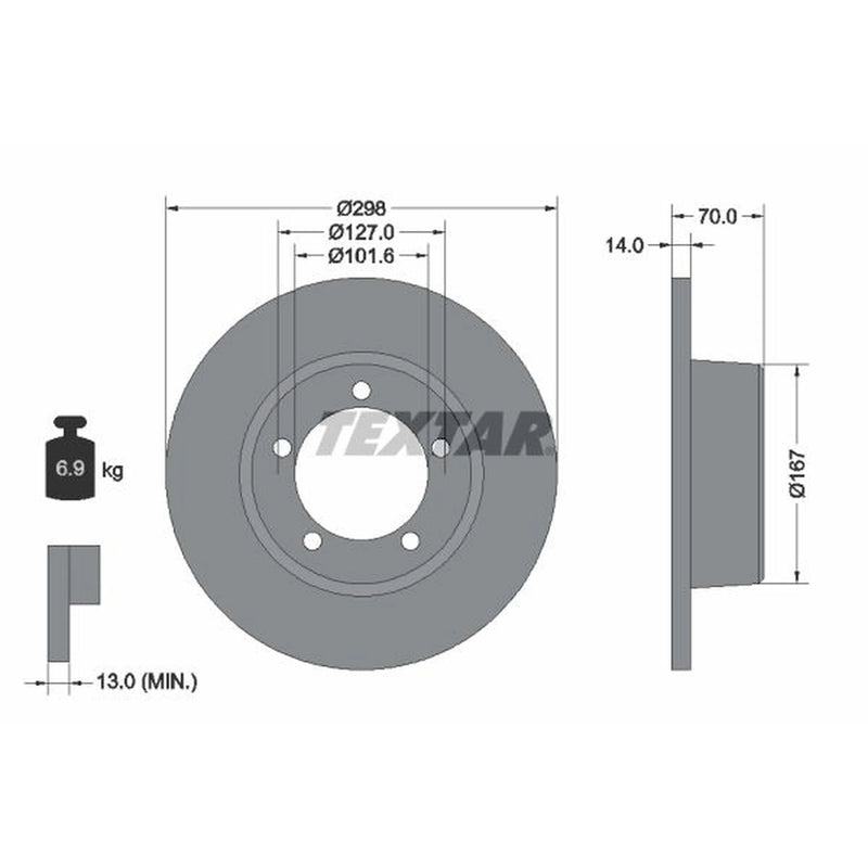 Textar 2 x Solid Front Brake Discs 92040600