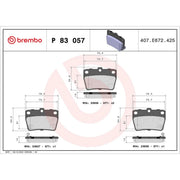 Brembo 4 x Rear Brake Pad Set P83057