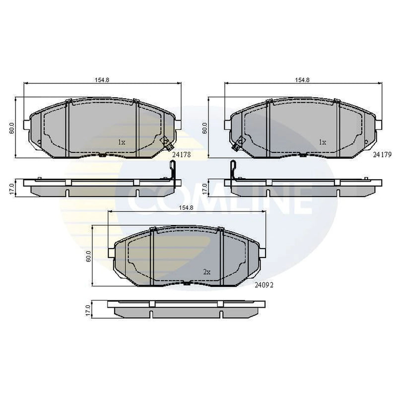 Comline 4 x Front Brake Pad Set CBP31178