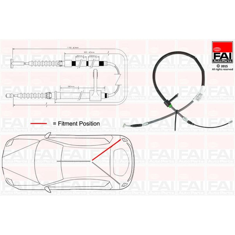 FAI Handbrake Cable Right Rear FBC0003
