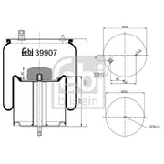 Febi Air Suspension Bellow 225mm Rear Right 39907