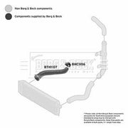 Borg & Beck Intercooler Turbo Charge Air Hose Front BTH1107