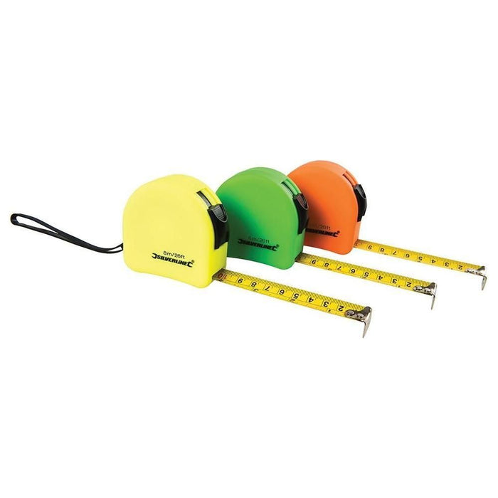 Silverline Hi-Vis Contour Tape Display Box 18pce 8m / 26ft x 25mm Silverline  - Town Parts