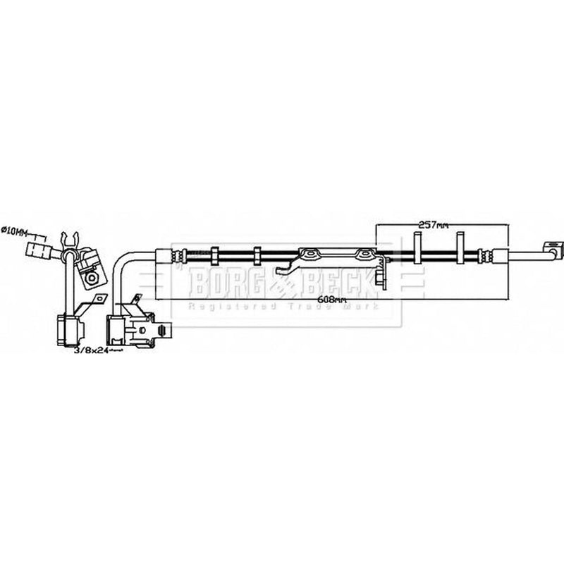 Borg & Beck Brake Hydraulic Hose Line Front Left BBH8643