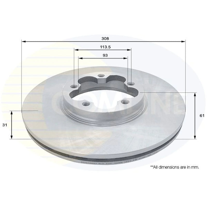 Comline 2 x Front Brake Discs ADC1266V
