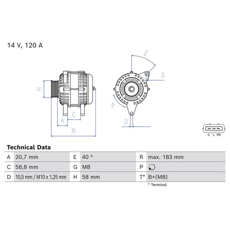 Bosch Car Alternator 12V 0 986 085 190