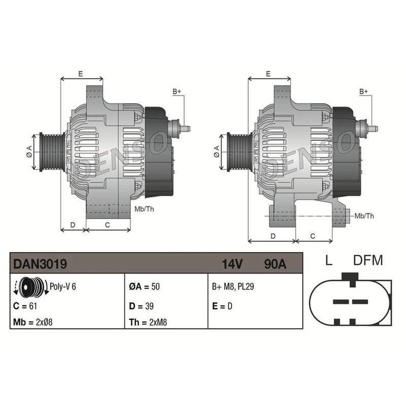 Denso Car Alternator 12V DAN3019