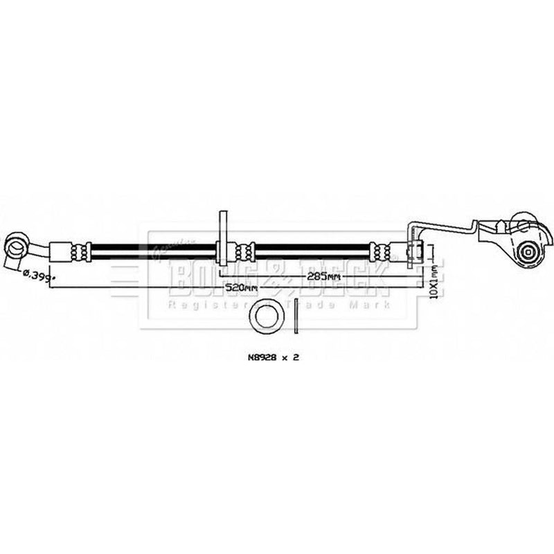 Borg & Beck Brake Hydraulic Hose Line Front Left BBH8572