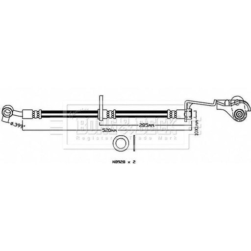 Borg & Beck Brake Hydraulic Hose Line Front Left BBH8572