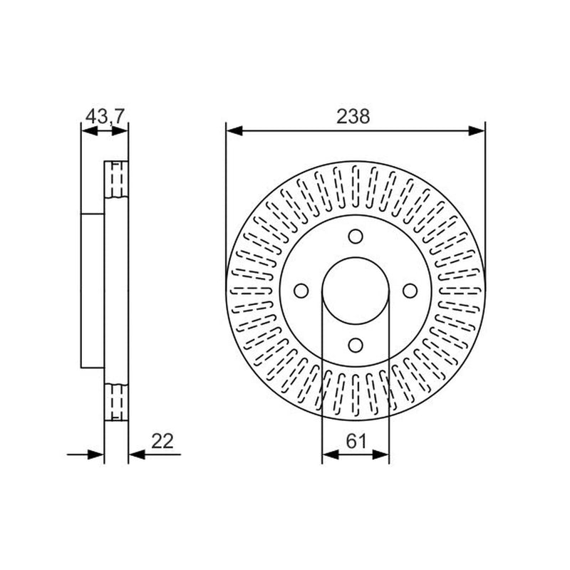Bosch 2 x Vented Front Brake Discs 0 986 479 A87
