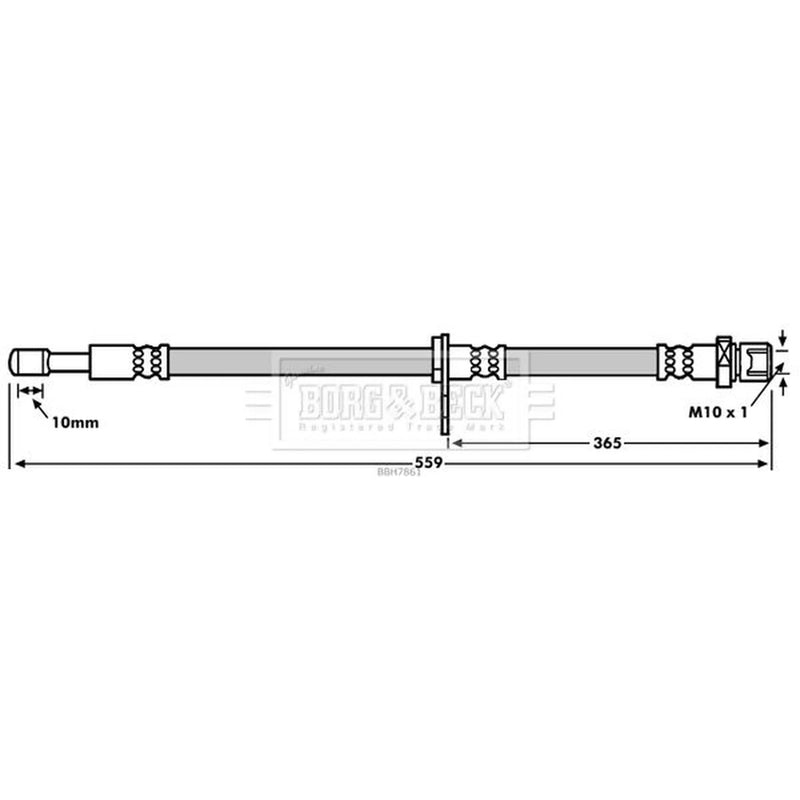 Borg & Beck Brake Hydraulic Hose Line Front Left BBH7861