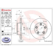 Brembo 2 x Internally Vented Front Brake Discs 09.9482.11