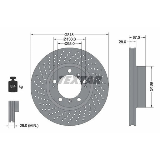 Textar 2 x Perforated Brake Discs 92100007