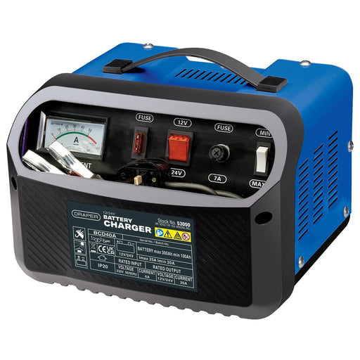 Draper 12/24V Battery Charger 20-25A for Lead Acid Batteries