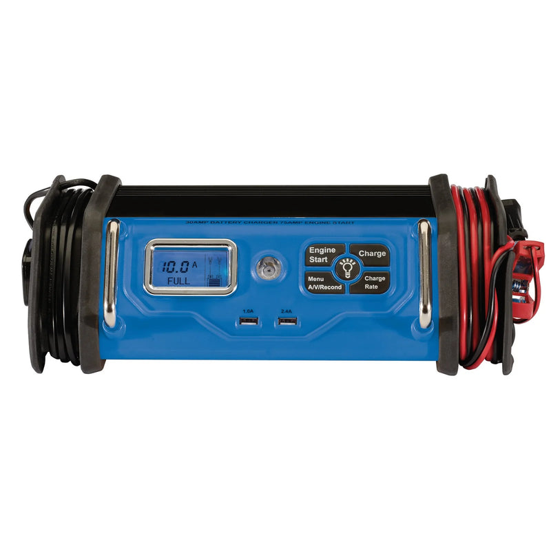 Draper 12V Battery Starter/Charger 30A with LCD Screen