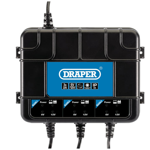 Draper 6/12V 3 Bank Charger Station BCPB32