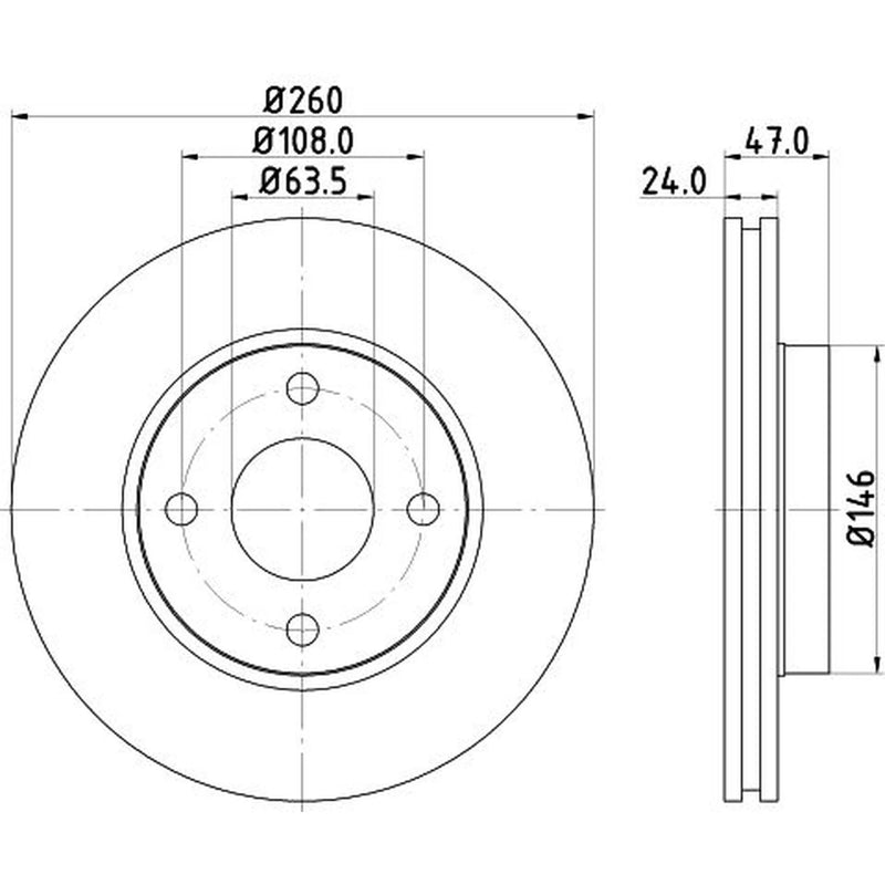 DON 2 x Internally Vented Front Brake Discs PCD12792