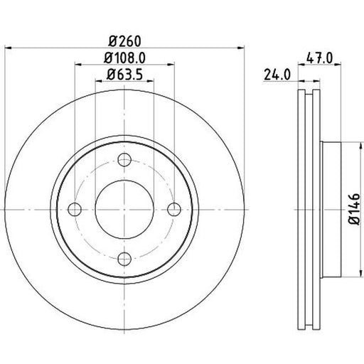 DON 2 x Internally Vented Front Brake Discs PCD12792