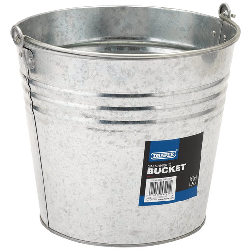 Draper Galvanised Steel Bucket 12L - Durable Multi-Purpose