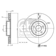Febi 2 x Internally Vented Front Brake Discs 171492