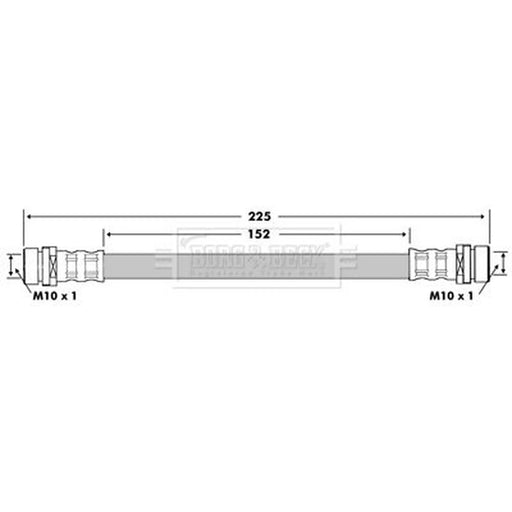 Borg & Beck Brake Hydraulic Hose Line Rear Left BBH7353