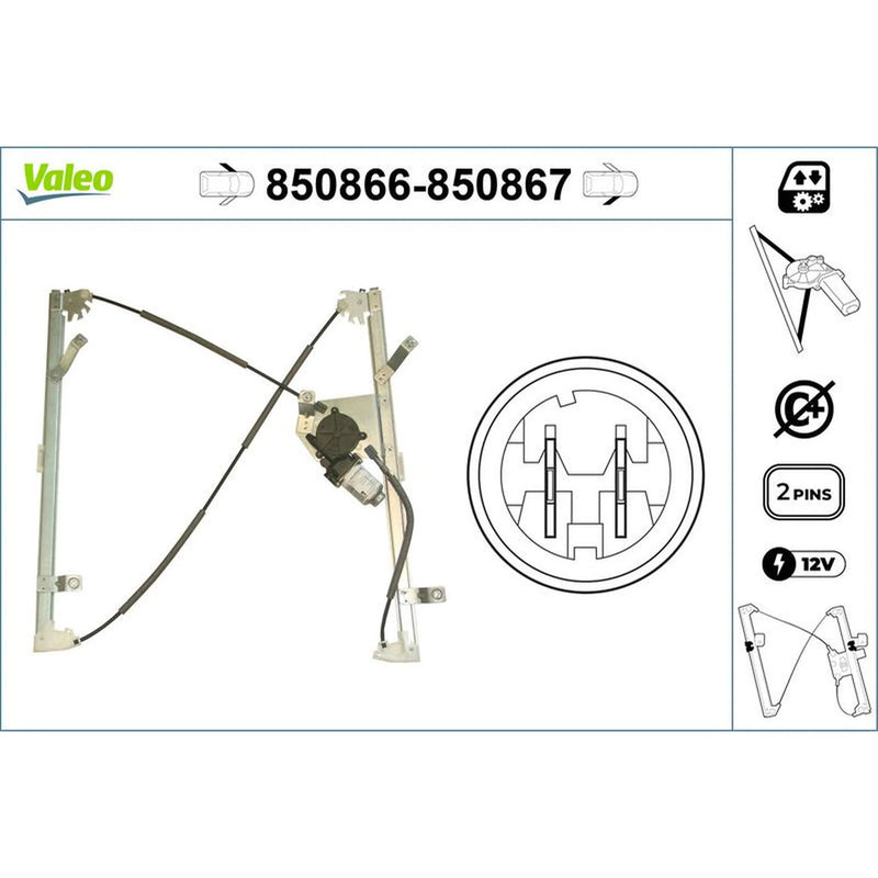 Valeo Electric Window Regulator Lifter Left 850866