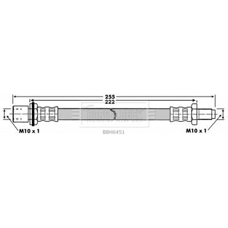 Borg & Beck Brake Hydraulic Hose Line Rear Left BBH6451
