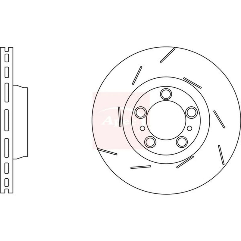 Apec 2 x Slotted/Internally Vented Rear Brake Discs DSK3264
