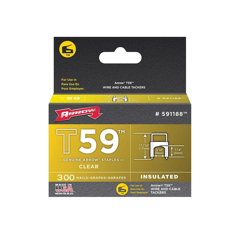 Arrow T59 Insulated Staples Clear 6-8mm x (Box 300)