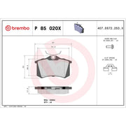 Brembo 4 x Rear Brake Pad Set P85020X