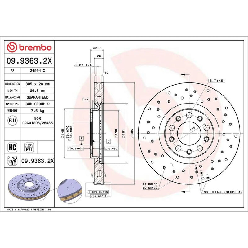 Brembo Xtra 2 x / Front Brake Discs 09.9363.2X