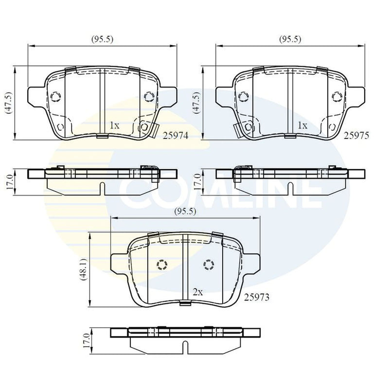 Comline 4 x Rear Brake Pad Set CBP32299