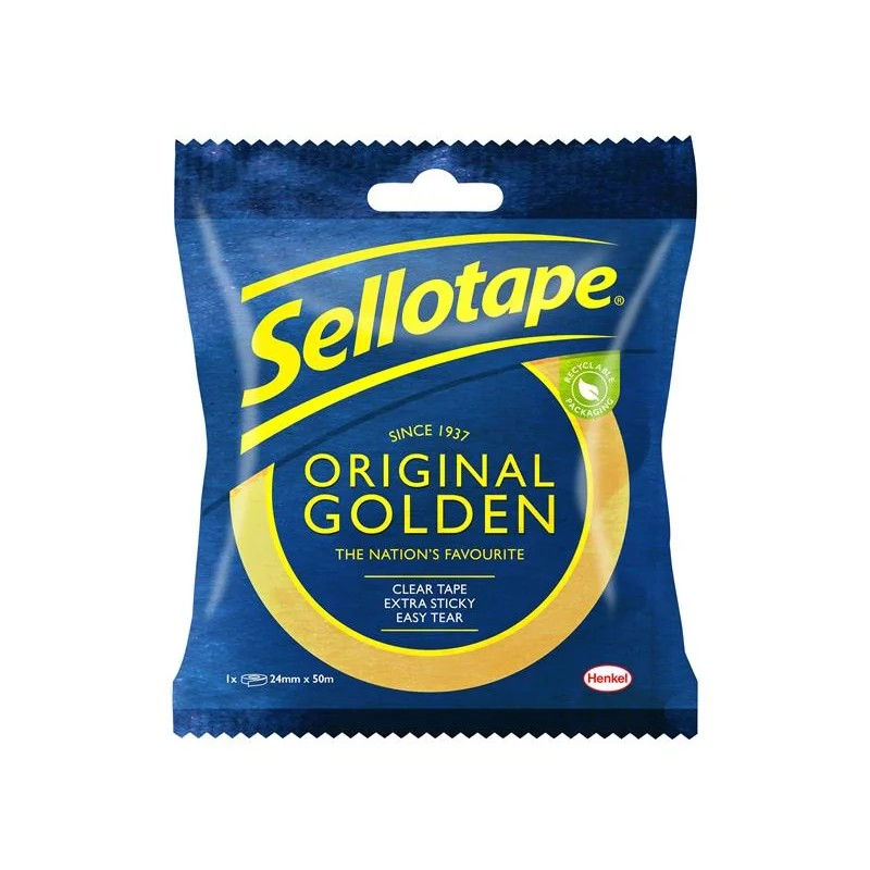 Sellotape Original Golden Sticky Tape - 1 Roll 24mm x 50m - 2928287